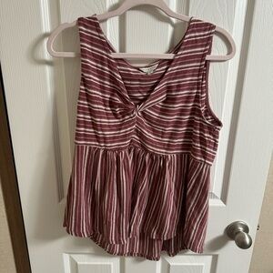 Lucky brand red stripe top sz L